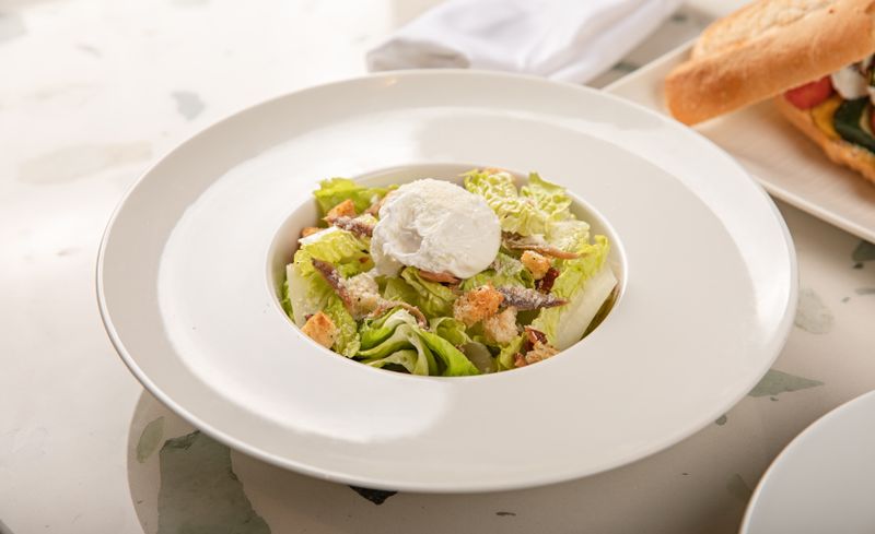 Classic Caesar salad with Parmesan and croutons