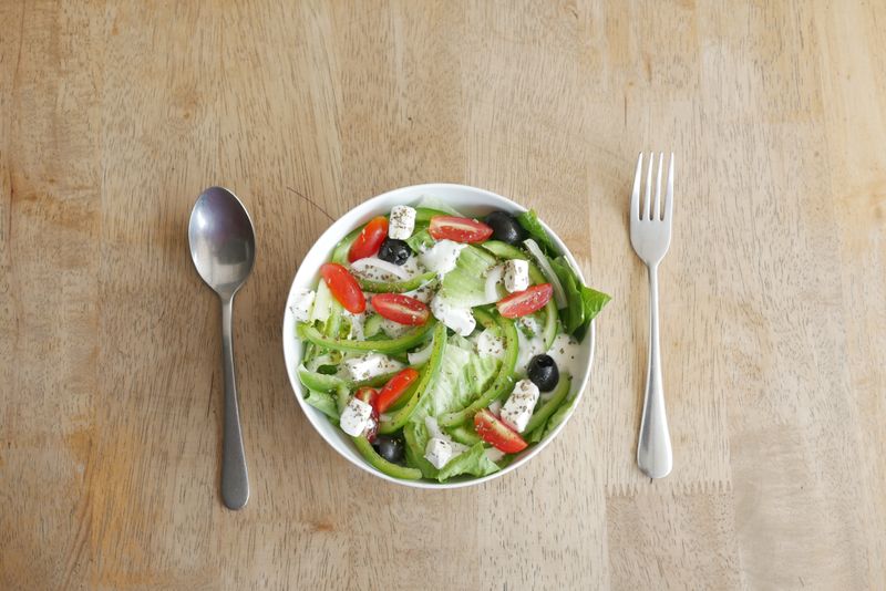 Mediterranean salad with feta and olives